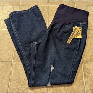 NWT Hybrid & Company Size 2X Maternity Blue Denim Jeans Distressed PM5464SX K5